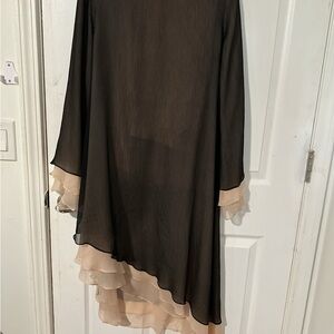 Elegant Black and Cream Layered Dress